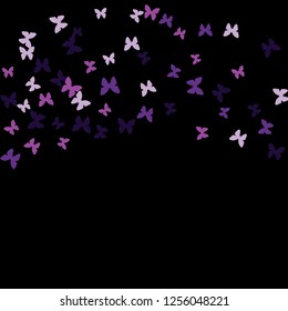 Summer Background with Colorful Butterflies. Simple Feminine Pattern for Card, Invitation, Print. Trendy Decoration with Beautiful Butterfly Silhouettes. Vector Background with Moth

