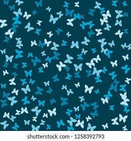 Summer Background with Colorful Butterflies. Simple Feminine Pattern for Card, Invitation, Print. Trendy Decoration with Beautiful Butterfly Silhouettes. Vector Background with Moth
