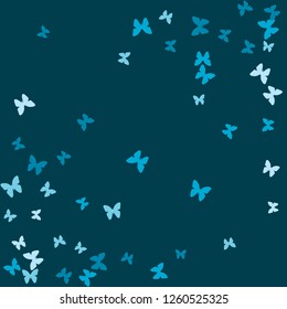 Summer Background with Colorful Butterflies. Simple Feminine Pattern for Card, Invitation, Print. Trendy Decoration with Beautiful Butterfly Silhouettes. Vector Background with Moth