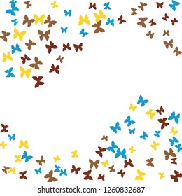 Summer Background with Colorful Butterflies. Simple Feminine Pattern for Card, Invitation, Print. Trendy Decoration with Beautiful Butterfly Silhouettes. Vector Background with Moth
