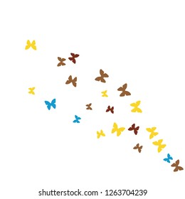 Summer Background with Colorful Butterflies. Simple Feminine Pattern for Card, Invitation, Print. Trendy Decoration with Beautiful Butterfly Silhouettes. Vector Background with Moth
