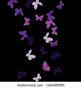 Summer Background with Colorful Butterflies. Simple Feminine Pattern for Card, Invitation, Print. Trendy Decoration with Beautiful Butterfly Silhouettes. Vector Background with Moth
