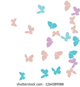 Summer Background with Colorful Butterflies. Simple Feminine Pattern for Card, Invitation, Print. Trendy Decoration with Beautiful Butterfly Silhouettes. Vector Background with Moth
