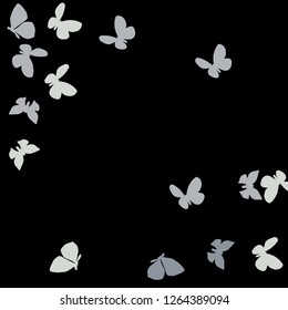 Summer Background with Colorful Butterflies. Simple Feminine Pattern for Card, Invitation, Print. Trendy Decoration with Beautiful Butterfly Silhouettes. Vector Background with Moth
