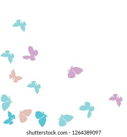 Summer Background with Colorful Butterflies. Simple Feminine Pattern for Card, Invitation, Print. Trendy Decoration with Beautiful Butterfly Silhouettes. Vector Background with Moth
