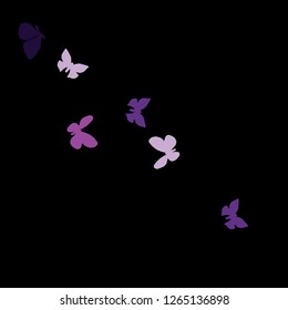 Summer Background with Colorful Butterflies. Simple Feminine Pattern for Card, Invitation, Print. Trendy Decoration with Beautiful Butterfly Silhouettes. Vector Background with Moth
