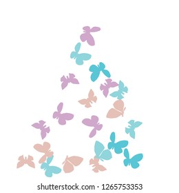 Summer Background with Colorful Butterflies. Simple Feminine Pattern for Card, Invitation, Print. Trendy Decoration with Beautiful Butterfly Silhouettes. Vector Background with Moth
