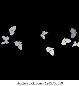 Summer Background with Colorful Butterflies. Simple Feminine Pattern for Card, Invitation, Print. Trendy Decoration with Beautiful Butterfly Silhouettes. Vector Background with Moth
