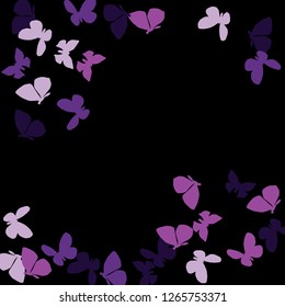 Summer Background with Colorful Butterflies. Simple Feminine Pattern for Card, Invitation, Print. Trendy Decoration with Beautiful Butterfly Silhouettes. Vector Background with Moth
