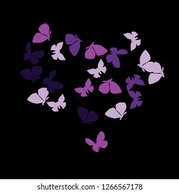 Summer Background with Colorful Butterflies. Simple Feminine Pattern for Card, Invitation, Print. Trendy Decoration with Beautiful Butterfly Silhouettes. Vector Background with Moth
