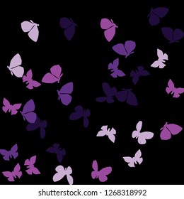 Summer Background with Colorful Butterflies. Simple Feminine Pattern for Card, Invitation, Print. Trendy Decoration with Beautiful Butterfly Silhouettes. Vector Background with Moth
