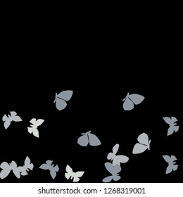 Summer Background with Colorful Butterflies. Simple Feminine Pattern for Card, Invitation, Print. Trendy Decoration with Beautiful Butterfly Silhouettes. Vector Background with Moth
