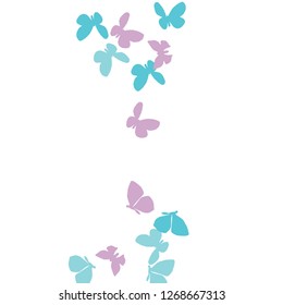 Summer Background with Colorful Butterflies. Simple Feminine Pattern for Card, Invitation, Print. Trendy Decoration with Beautiful Butterfly Silhouettes. Vector Background with Moth
