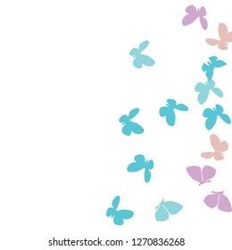 Summer Background with Colorful Butterflies. Simple Feminine Pattern for Card, Invitation, Print. Trendy Decoration with Beautiful Butterfly Silhouettes. Vector Background with Moth
