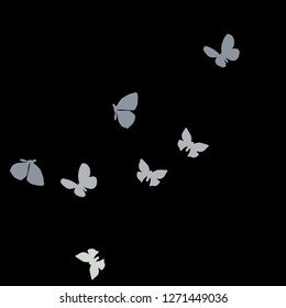 Summer Background with Colorful Butterflies. Simple Feminine Pattern for Card, Invitation, Print. Trendy Decoration with Beautiful Butterfly Silhouettes. Vector Background with Moth
