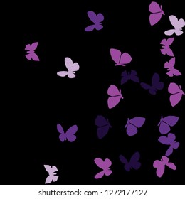 Summer Background with Colorful Butterflies. Simple Feminine Pattern for Card, Invitation, Print. Trendy Decoration with Beautiful Butterfly Silhouettes. Vector Background with Moth
