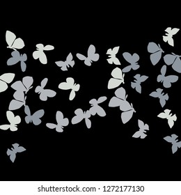 Summer Background with Colorful Butterflies. Simple Feminine Pattern for Card, Invitation, Print. Trendy Decoration with Beautiful Butterfly Silhouettes. Vector Background with Moth
