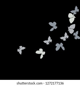 Summer Background with Colorful Butterflies. Simple Feminine Pattern for Card, Invitation, Print. Trendy Decoration with Beautiful Butterfly Silhouettes. Vector Background with Moth
