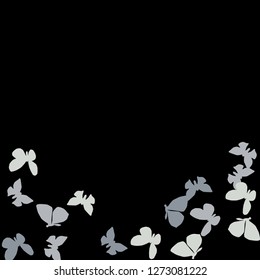 Summer Background with Colorful Butterflies. Simple Feminine Pattern for Card, Invitation, Print. Trendy Decoration with Beautiful Butterfly Silhouettes. Vector Background with Moth
