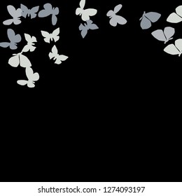 Summer Background with Colorful Butterflies. Simple Feminine Pattern for Card, Invitation, Print. Trendy Decoration with Beautiful Butterfly Silhouettes. Vector Background with Moth
