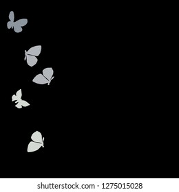 Summer Background with Colorful Butterflies. Simple Feminine Pattern for Card, Invitation, Print. Trendy Decoration with Beautiful Butterfly Silhouettes. Vector Background with Moth
