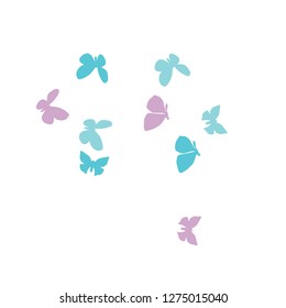 Summer Background with Colorful Butterflies. Simple Feminine Pattern for Card, Invitation, Print. Trendy Decoration with Beautiful Butterfly Silhouettes. Vector Background with Moth
