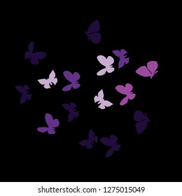 Summer Background with Colorful Butterflies. Simple Feminine Pattern for Card, Invitation, Print. Trendy Decoration with Beautiful Butterfly Silhouettes. Vector Background with Moth
