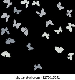 Summer Background with Colorful Butterflies. Simple Feminine Pattern for Card, Invitation, Print. Trendy Decoration with Beautiful Butterfly Silhouettes. Vector Background with Moth
