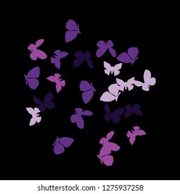 Summer Background with Colorful Butterflies. Simple Feminine Pattern for Card, Invitation, Print. Trendy Decoration with Beautiful Butterfly Silhouettes. Vector Background with Moth

