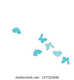 Summer Background with Colorful Butterflies. Simple Feminine Pattern for Card, Invitation, Print. Trendy Decoration with Beautiful Butterfly Silhouettes. Vector Background with Moth

