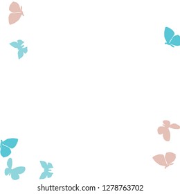Summer Background with Colorful Butterflies. Simple Feminine Pattern for Card, Invitation, Print. Trendy Decoration with Beautiful Butterfly Silhouettes. Vector Background with Moth
