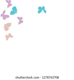 Summer Background with Colorful Butterflies. Simple Feminine Pattern for Card, Invitation, Print. Trendy Decoration with Beautiful Butterfly Silhouettes. Vector Background with Moth
