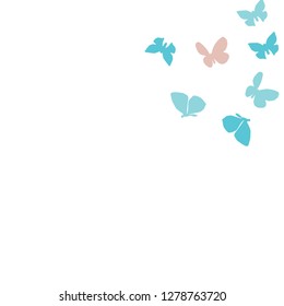 Summer Background with Colorful Butterflies. Simple Feminine Pattern for Card, Invitation, Print. Trendy Decoration with Beautiful Butterfly Silhouettes. Vector Background with Moth
