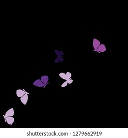 Summer Background with Colorful Butterflies. Simple Feminine Pattern for Card, Invitation, Print. Trendy Decoration with Beautiful Butterfly Silhouettes. Vector Background with Moth
