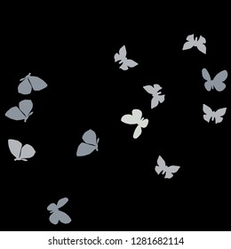 Summer Background with Colorful Butterflies. Simple Feminine Pattern for Card, Invitation, Print. Trendy Decoration with Beautiful Butterfly Silhouettes. Vector Background with Moth
