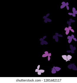 Summer Background with Colorful Butterflies. Simple Feminine Pattern for Card, Invitation, Print. Trendy Decoration with Beautiful Butterfly Silhouettes. Vector Background with Moth
