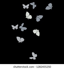 Summer Background with Colorful Butterflies. Simple Feminine Pattern for Card, Invitation, Print. Trendy Decoration with Beautiful Butterfly Silhouettes. Vector Background with Moth
