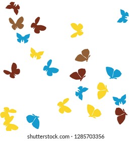 Summer Background with Colorful Butterflies. Simple Feminine Pattern for Card, Invitation, Print. Trendy Decoration with Beautiful Butterfly Silhouettes. Vector Background with Moth
