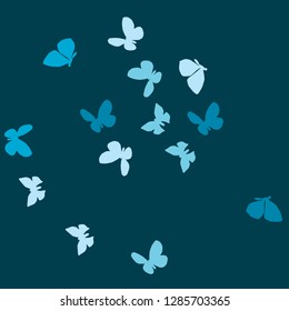 Summer Background with Colorful Butterflies. Simple Feminine Pattern for Card, Invitation, Print. Trendy Decoration with Beautiful Butterfly Silhouettes. Vector Background with Moth
