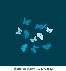 Summer Background with Colorful Butterflies. Simple Feminine Pattern for Card, Invitation, Print. Trendy Decoration with Beautiful Butterfly Silhouettes. Vector Background with Moth
