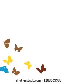 Summer Background with Colorful Butterflies. Simple Feminine Pattern for Card, Invitation, Print. Trendy Decoration with Beautiful Butterfly Silhouettes. Vector Background with Moth
