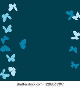 Summer Background with Colorful Butterflies. Simple Feminine Pattern for Card, Invitation, Print. Trendy Decoration with Beautiful Butterfly Silhouettes. Vector Background with Moth
