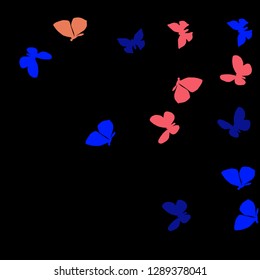 Summer Background with Colorful Butterflies. Simple Feminine Pattern for Card, Invitation, Print. Trendy Decoration with Beautiful Butterfly Silhouettes. Vector Background with Moth
