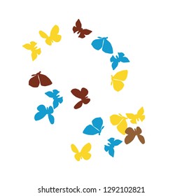 Summer Background with Colorful Butterflies. Simple Feminine Pattern for Card, Invitation, Print. Trendy Decoration with Beautiful Butterfly Silhouettes. Vector Background with Moth
