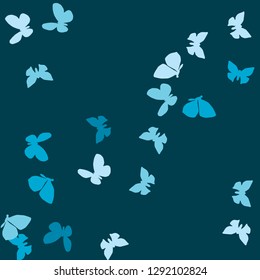 Summer Background with Colorful Butterflies. Simple Feminine Pattern for Card, Invitation, Print. Trendy Decoration with Beautiful Butterfly Silhouettes. Vector Background with Moth
