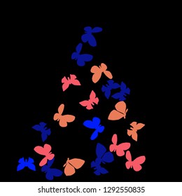 Summer Background with Colorful Butterflies. Simple Feminine Pattern for Card, Invitation, Print. Trendy Decoration with Beautiful Butterfly Silhouettes. Vector Background with Moth
