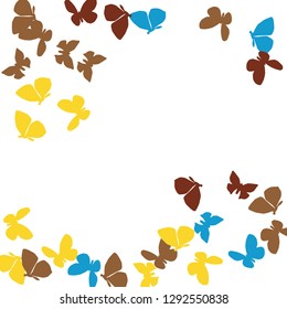 Summer Background with Colorful Butterflies. Simple Feminine Pattern for Card, Invitation, Print. Trendy Decoration with Beautiful Butterfly Silhouettes. Vector Background with Moth
