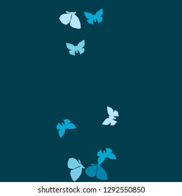 Summer Background with Colorful Butterflies. Simple Feminine Pattern for Card, Invitation, Print. Trendy Decoration with Beautiful Butterfly Silhouettes. Vector Background with Moth

