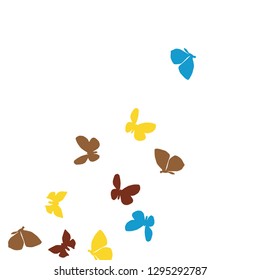 Summer Background with Colorful Butterflies. Simple Feminine Pattern for Card, Invitation, Print. Trendy Decoration with Beautiful Butterfly Silhouettes. Vector Background with Moth
