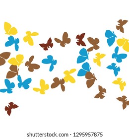 Summer Background with Colorful Butterflies. Simple Feminine Pattern for Card, Invitation, Print. Trendy Decoration with Beautiful Butterfly Silhouettes. Vector Background with Moth

